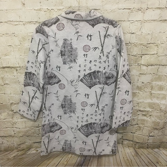 NWT Zashi White Chinese Print Art To Wear Coat Jacket - Picture 4 of 5